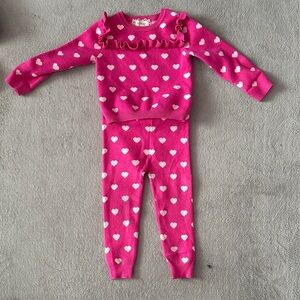 Girls Pink Heart Knit Set